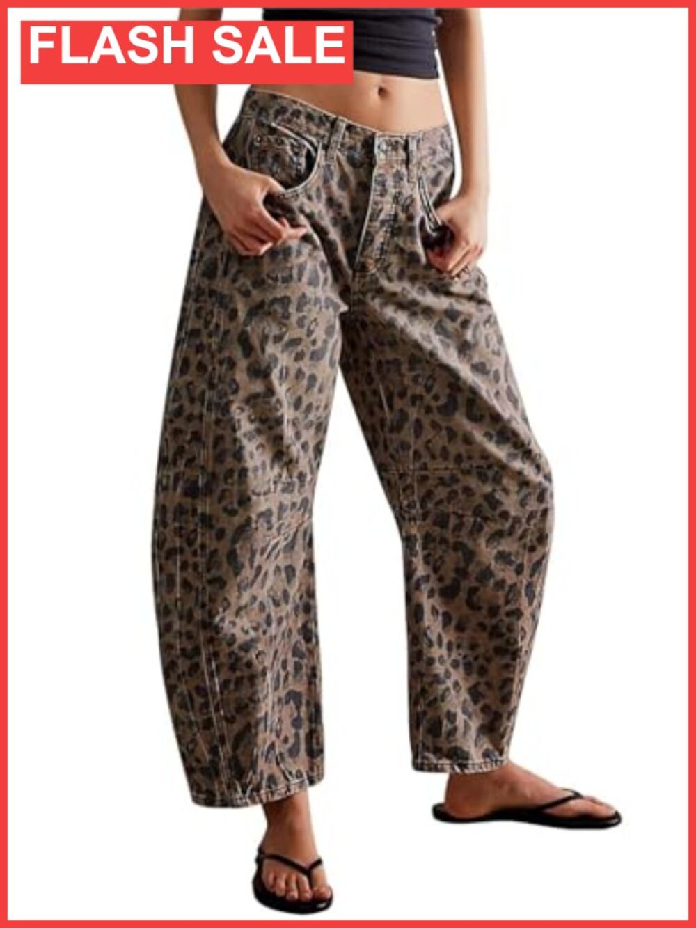 Women's Mid Rise Barrel Jeans Stretchy Wide Leg Cropped Denim Pants